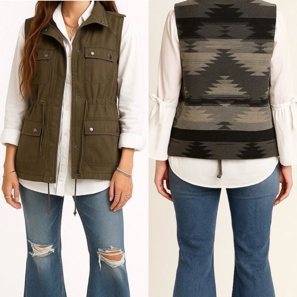 Aztec Wool & Suede Vest